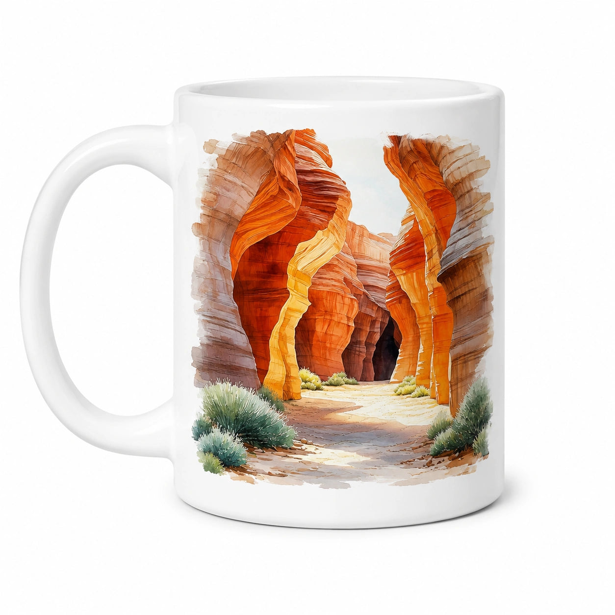 Keramiktasse 330 ml Weiß mit Canyonmotiv für Heißgetränke