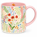 Keramiktasse 400 ml Rosa mit Blumenmuster für Heißgetränke
