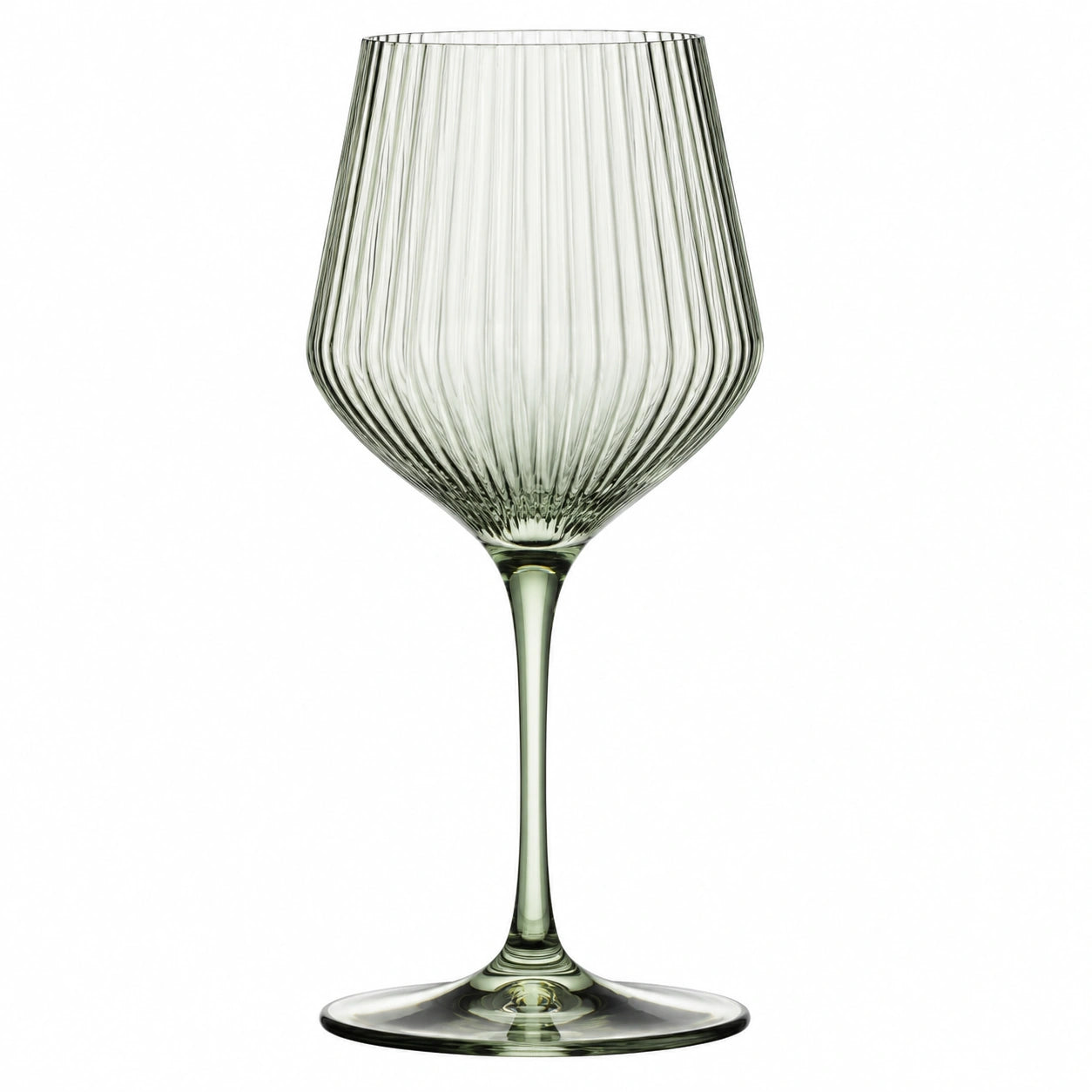 Weinglas 450 ml aus Glas grau grün gerippt mit Stiel