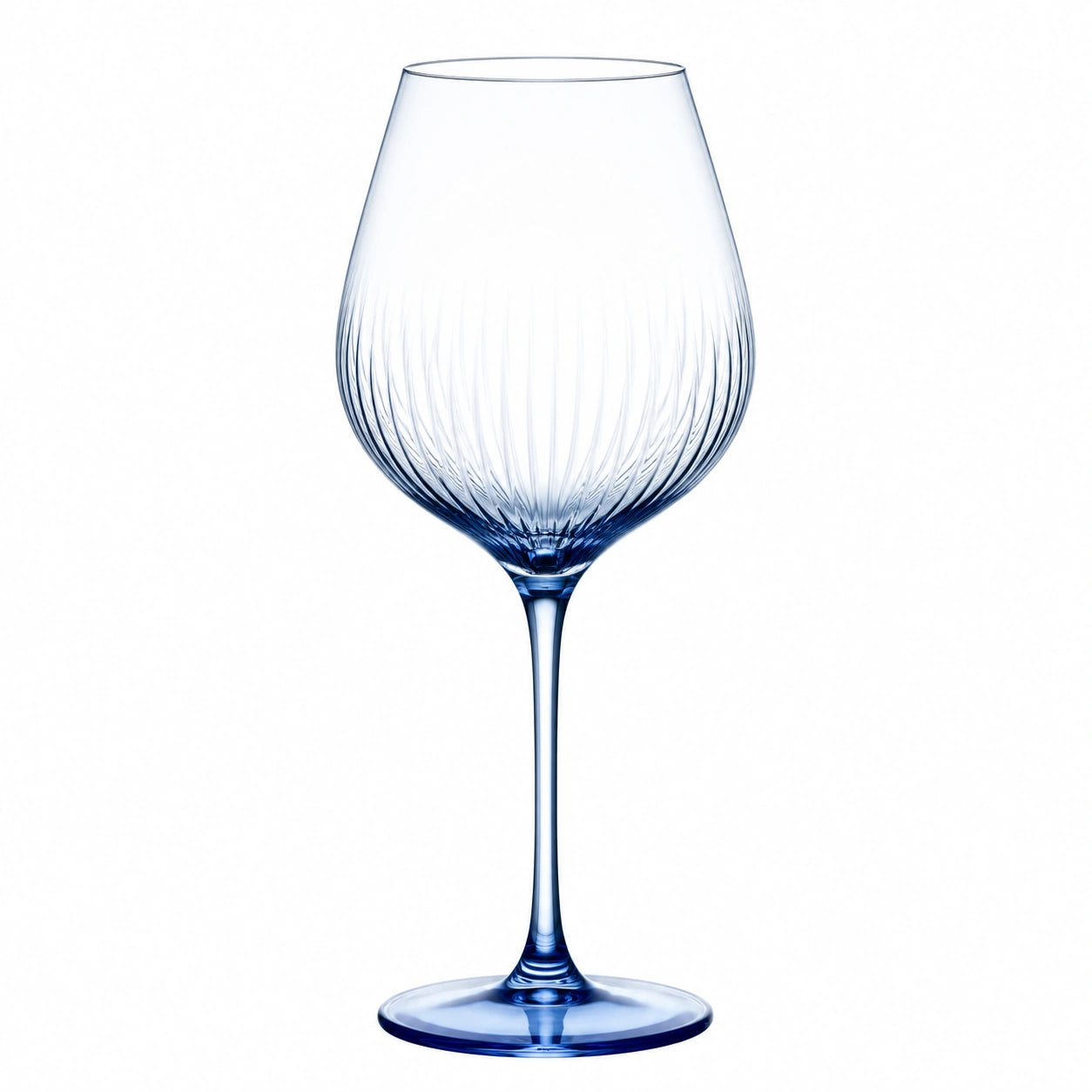 Weinglas 650 ml aus blauem Glas mit Rillenstruktur für Wein