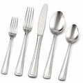 Besteckset 5-teilig aus Edelstahl silberfarben mit glänzender Oberfläche für den Esstisch