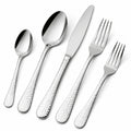 Besteckset 5-teilig aus Edelstahl in Silber mit gehämmerten Griffen für 1 Person