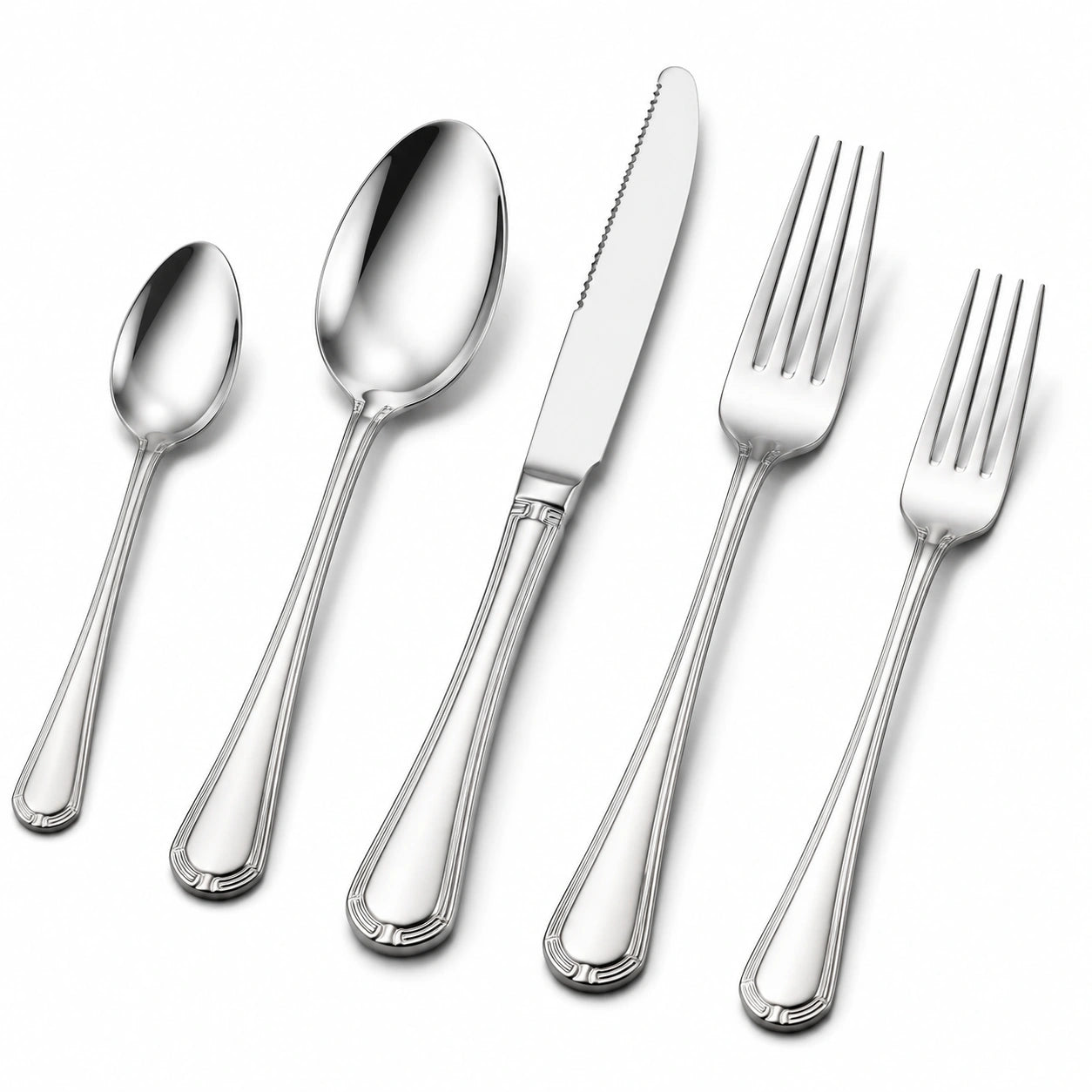 Besteckset 5-teilig Edelstahl Silber 14 bis 23 cm klassisches Tafeldesign