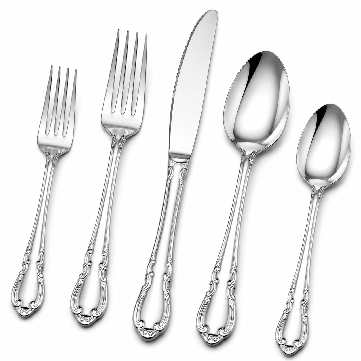 Besteckset 5-teilig 15.5 bis 23 cm Edelstahl Silber klassisch