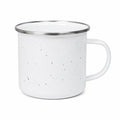 Emaillebecher 350 ml Weiß gesprenkelt mit Metallrand
