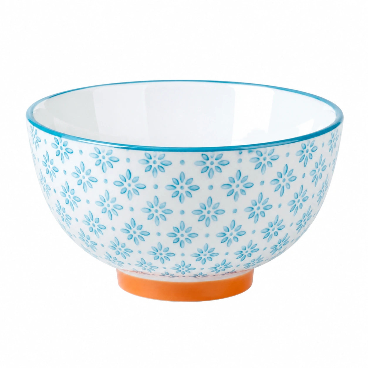 Schüssel 15 cm Porzellan Weiß Blau mit Blumenmuster für Speisen