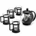 Teeservice 5-teilig 1200 ml Glas Schwarz mit Edelstahlfilter